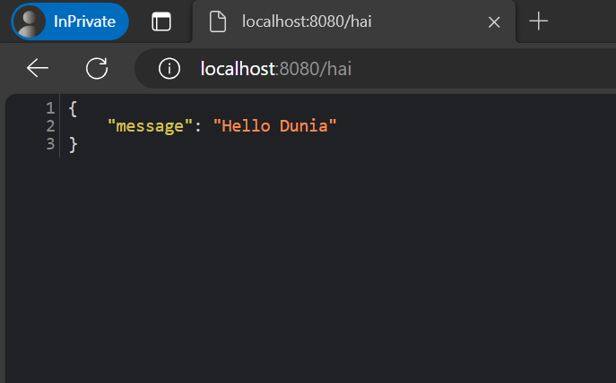 tampilan hasil tes api di browser