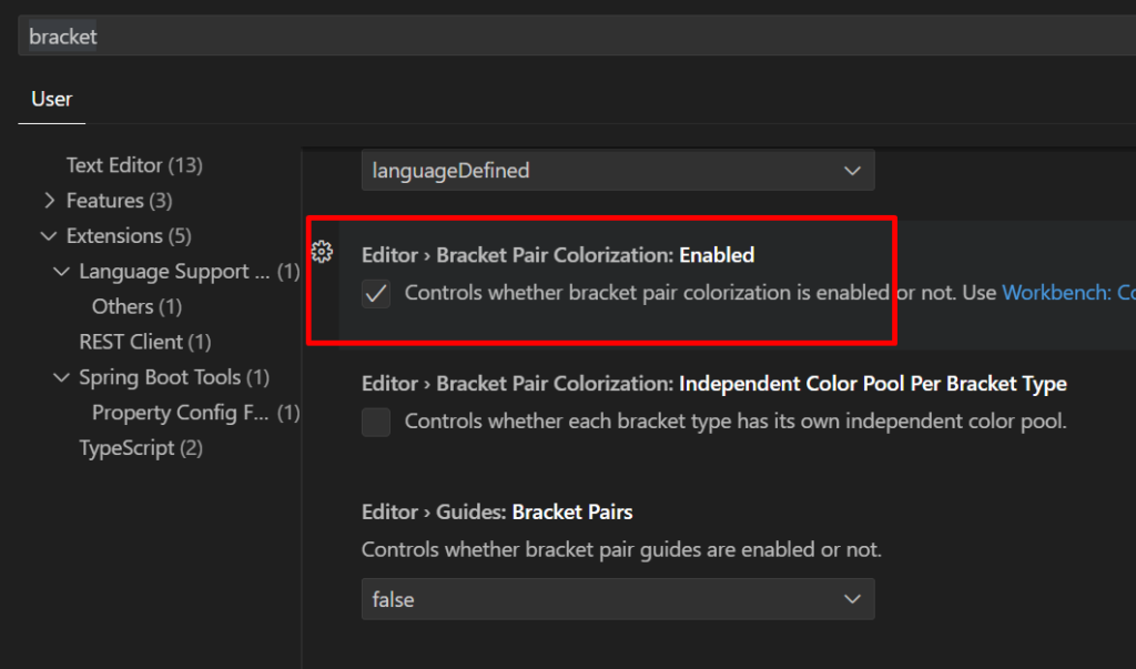 tampilan setting bracket pari colorization active