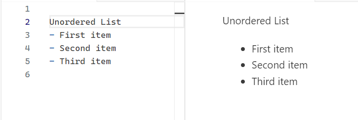 markdown unordered