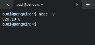 output cek versi Node.js