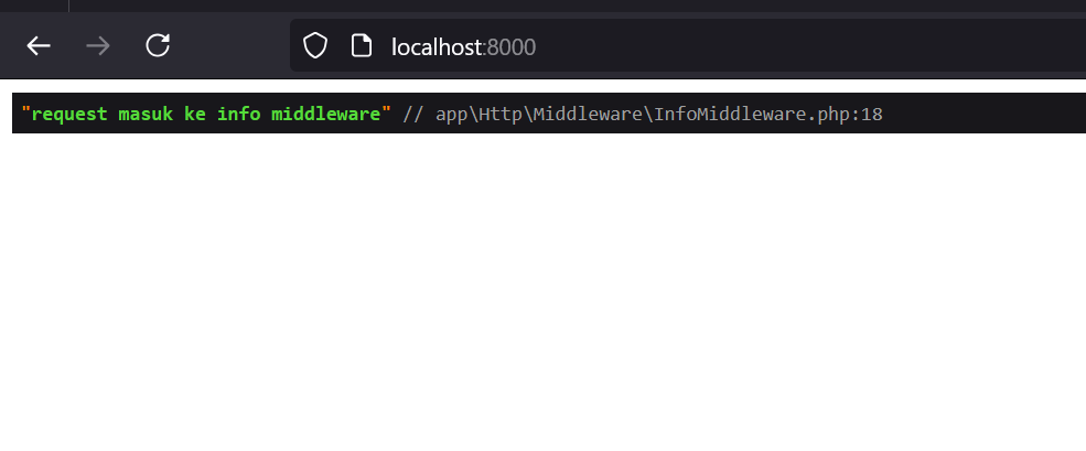 hasil output setelah middleware ditambahkan